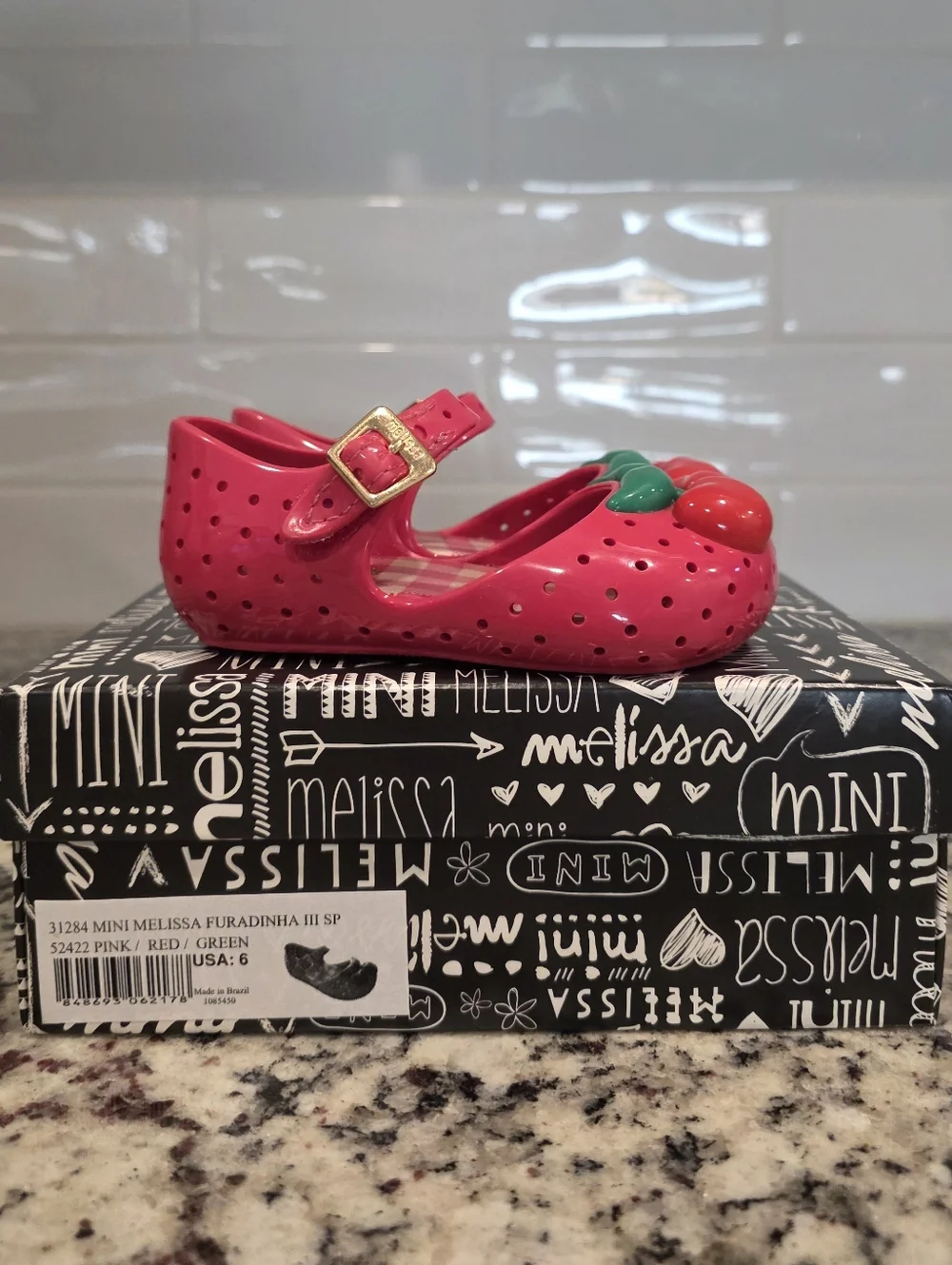 Mini Melissa Furadinha III Cherry Mary Janes - Size 6 - EUC